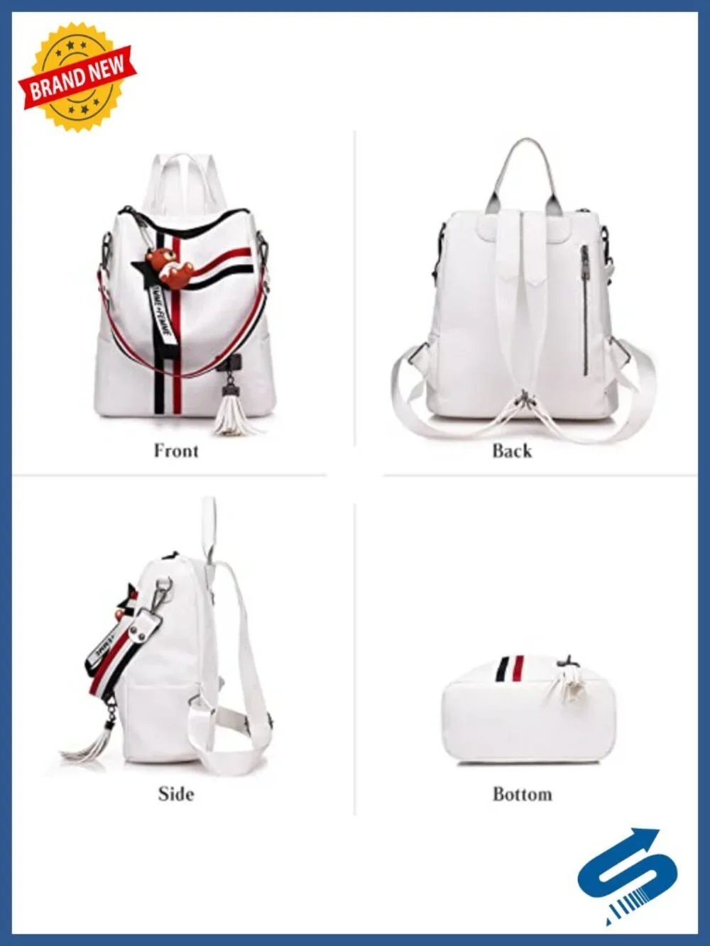 FANDARE Women Anti-Theft Waterproof PU Leather Backpack Laptop Daypack Travel